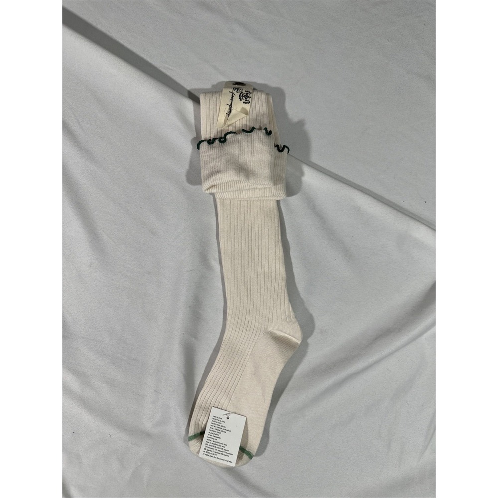 NEW Free People Womens Knee High‎ Ribbed Classic Ruffle Lettuce Trim Socks T2154